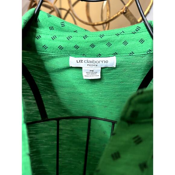 Liz Claiborne  casual button front shirt •Roll Tab Sleeves • Size PM - Picture 4 of 7